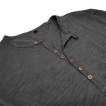 Men's 100% Cotton Long Sleeve Henley T-Shirt | Soft Touch Retro Casual Style