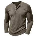 Men's Breathable Cotton Long Sleeve Henley T-Shirt | Versatile Autumn Essential