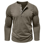 Men's Breathable Cotton Long Sleeve Henley T-Shirt | Versatile Autumn Essential