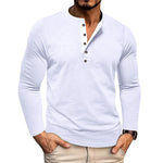 Men's Breathable Cotton Long Sleeve Henley T-Shirt | Versatile Autumn Essential