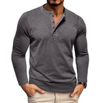 Men's Breathable Cotton Long Sleeve Henley T-Shirt | Versatile Autumn Essential
