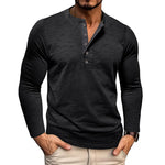 Men's Breathable Cotton Long Sleeve Henley T-Shirt | Versatile Autumn Essential