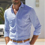 Men's Breathable Cotton Striped Dress Shirt | Tailored Loose Fit for Spring | Refined Everyday Essential