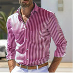 Men's Breathable Cotton Striped Dress Shirt | Tailored Loose Fit for Spring | Refined Everyday Essential