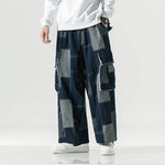 Men's Breathable Denim Patchwork Pants | Bold 90s Street Style