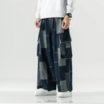 Men's Breathable Denim Patchwork Pants | Bold 90s Street Style
