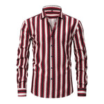 Men's  Striped Long-Sleeved Shirt | Effortless Non-Iron Style for Spring and Autumn