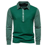 Men's Cotton Blend Color Block Long Sleeve Polo Shirt | Stylish Breathable Comfort Fit