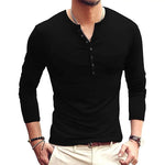 Men's Cotton Blend Long Sleeve Henley T-Shirt | Trendy Slim Fit Essential