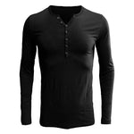 Men's Cotton Blend Long Sleeve Henley T-Shirt | Trendy Slim Fit Essential