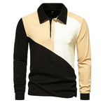 Men's Cotton Blend Long Sleeve Polo Shirt | Modern Color Block Style