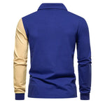 Men's Cotton Blend Long Sleeve Polo Shirt | Modern Color Block Style