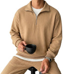 Men's Cotton Blend Quarter Zip Sweatshirt | Stylish Modern Layering Essential