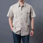 Men's Cotton Button Down Shirt | Vintage Cargo Style for Casual Comfort