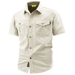 Men's Cotton Button Down Shirt | Vintage Cargo Style for Casual Comfort