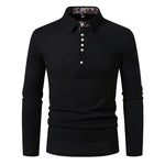 Men's Cotton Color Block Long Sleeve Polo Shirt | Stylish Autumn Business Essential
