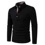 Men's Cotton Color Block Long Sleeve Polo Shirt | Stylish Autumn Business Essential
