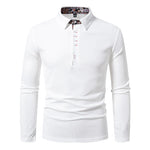 Men's Cotton Color Block Long Sleeve Polo Shirt | Stylish Autumn Business Essential