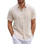 Men's Cotton Linen Short Sleeve Shirt | Lightweight Breathable Casual Essential