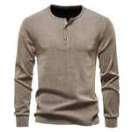 Men's Cotton Long Sleeve Henley T-Shirt | Casual Autumn Essential