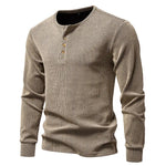 Men's Cotton Long Sleeve Henley T-Shirt | Casual Autumn Essential