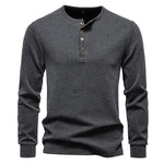 Men's Cotton Long Sleeve Henley T-Shirt | Casual Autumn Essential