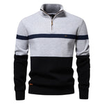 Men's Cotton Striped Half Zip Sweater | Modern Autumn Layering Essential