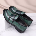 Men's Croc-Embossed Double Monk Shoes | Structured Formal Style