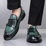 Men's Croc-Embossed Leather Double Monk Strap Shoes | Refined Structured Comfort
