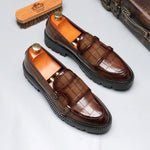 Men's Crocodile-Embossed Leather Loafers | Sleek Dual Monk Strap Design