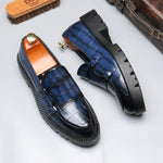 Men's Crocodile-Embossed Leather Loafers | Sleek Dual Monk Strap Design