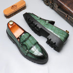 Men's Crocodile-Embossed Leather Loafers | Sleek Dual Monk Strap Design
