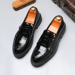 Men's Crocodile-Embossed Leather Loafers | Sleek Dual Monk Strap Design