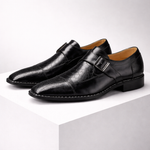 Men's Crocodile-Embossed Leather Monk Strap Shoes | Refined All-Day Comfort Fit