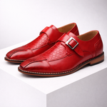 Men's Crocodile-Embossed Leather Monk Strap Shoes | Refined All-Day Comfort Fit