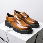 Men's Crocodile-Embossed Leather Oxford Shoes | Bold Contemporary Power Dressing