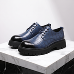 Men's Crocodile-Embossed Leather Oxford Shoes | Bold Contemporary Power Dressing