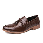 Men's Crocodile Print Leather Loafers | Stylish Slip-On Casual Shoes