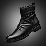 Men's Genuine Cowhide Mid Boots | Classic Winter Style with Warm Lining