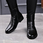 Men's Genuine Cowhide Mid Boots | Classic Winter Style with Warm Lining