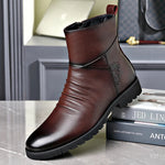 Men's Genuine Cowhide Mid Boots | Classic Winter Style with Warm Lining