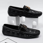 Men's Genuine Leather Loafers | Bold Woven Design Comfort