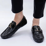 Men's Genuine Leather Loafers | Bold Woven Design Comfort