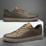 Men's Genuine Leather Low-Top Sneakers | Refined Casual Comfort
