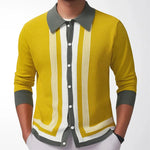 Men's Knit Long Sleeve Polo Shirt | Refined Striped Spring and Summer Essential