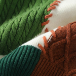 Men's Knit Patchwork Sweater | Textured Relaxed Fit with Bold Contrast