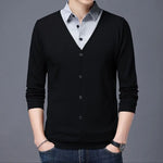 Men's Knitted Patchwork Sweater | Stylish Loose Fit for Spring Autumn