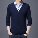 Men's Knitted Patchwork Sweater | Stylish Loose Fit for Spring Autumn