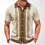 Men's Knitted Polo Shirt | Breathable Striped Summer Style