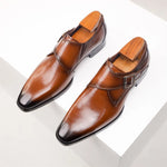 Men's Leather Monk Strap Oxfords | Classic Retro Business Style